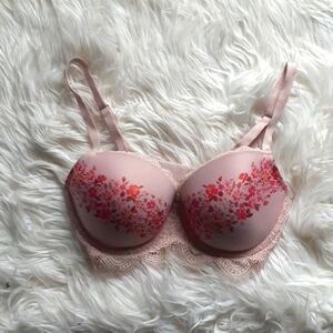 Victoria's Secret Dream Angels Light Pink Floral Lined Demi Bra 32DD